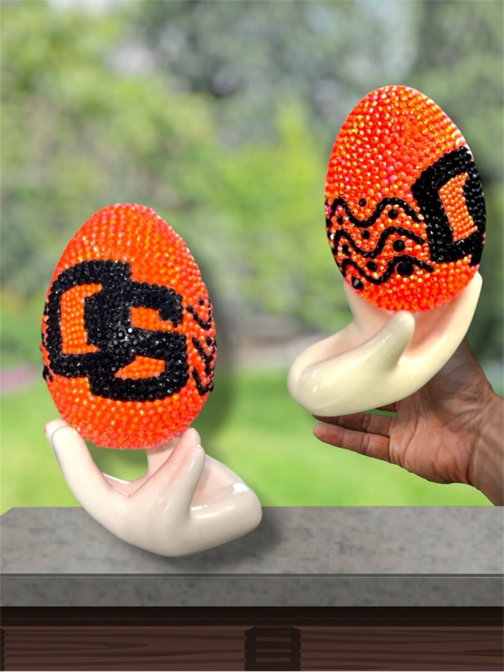 Easter Egg, Oregon State Beavers Football College Team Egg, Rhinestones, Bling